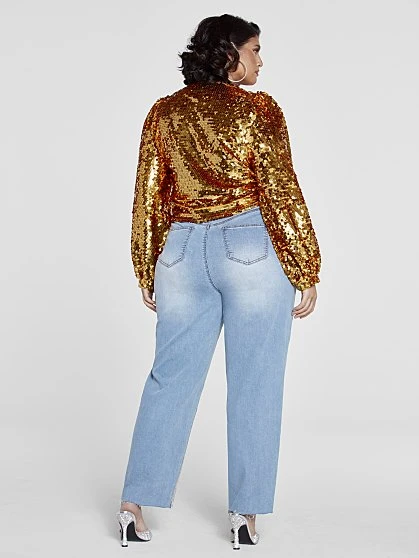 Fashion To Figure The Turn Up High-Rise Sequin Front Denim Trousers - Patrick Starrr X FTF 7 Fashion To Figure The Turn Up High-Rise Sequin Front Denim Trousers - Patrick Starrr X FTF - Image 7