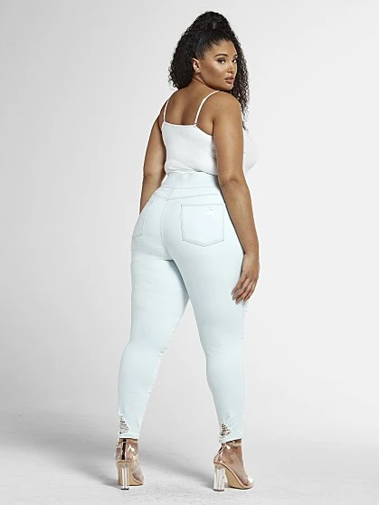 Fashion To Figure Light Wash High-Rise Destructed Jeggings 1 Fashion To Figure Light Wash High-Rise Destructed Jeggings