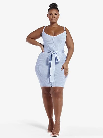 Fashion To Figure Stacy Ribbed Knit Tie Belt Dress 2 Fashion To Figure Stacy Ribbed Knit Tie Belt Dress - Image 2