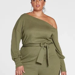 Fashion To Figure Penelope Ribbed Knit Off Shoulder Romper -Pleasures SHOP x ff206726 f68e 4812 bc9d c4029ecaafe2