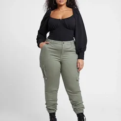 Fashion To Figure Olive Twill Cargo Jogger